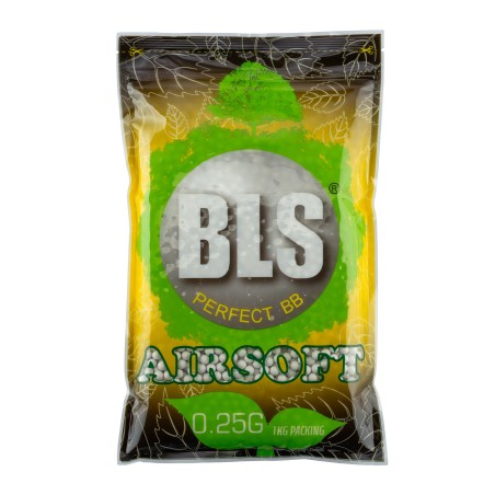 Billes 6mm Airsoft BIO Blanches 0.25g – BLS – Sac de 1 kg